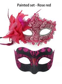 2 piezas Nuevo Juego de Máscara Floral Brillante de Alta Gama 2025, Máscara Superior con Patrón de Dragón Pintado Unisex, Decoración para los Ojos para Belleza, Fiesta de Halloween, Varios Eventos