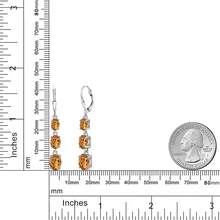 Gem Stone King 3-Stone Leverback Drop Dangle Earrings Women |   925 Sterling Silver |   Gemstone Birthstone |   Oval 8X6MM 7X5MM And 6X4MM |   Fine Jewelry Gifts Her Mom Women Wife - 黃水晶木 - 查看 6