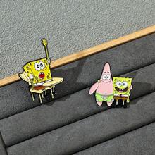 SPONGEBOB 海绵宝宝1/2件创意动漫海绵宝宝胸针创意派大星翻领别针金属珐琅徽章饰品背包服装配饰节日礼物圣诞节 - 均碼 - 查看 5