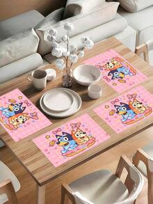 2PCS/4PCS/8PCS Bluey Personalized Custom Table Mats, Cartoonish And Cute Style Tablecloths, Wrinkle-Resistant And Practical Rectangular Table Decorations, Suitable For Use As Decorations In The Kitchen, Parties Or Weddings, As Well As Various Holiday Gifts Such As For New Home Entry, Independence Day, Mother's Day, Etc. - Bluey Placemat 5 - View 4