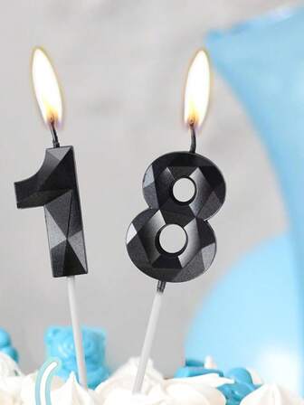 7厘米黑色钻石数字0-9生日派对蛋糕装饰蜡烛