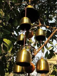 1pc Lucky Wind Chime, Feng Shui Copper Alloy Dragon Shaped Wind Chime With 6 Bells, Suitable For Hanging In Home Garden, Meaning Good Luck Blessing, Yard Art Decor - Gold - View 5