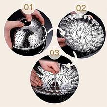 3PCS Tray Mesh Cook Stainless Steel Mesh Folding Steamer Steam Vegetable Basket - Silver - View 5
