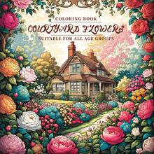 24页成人及青少年花园主题涂色书 - （珍珠封面） - 升级加厚纸张，适合放松、节日及生日礼物（随机附赠5张贴纸） - 艺术性强、简洁易学的插图，适合经验丰富的涂色爱好者、学校用品、返校DIY绘画书、儿童绘画教育玩具 - 20x20cm 24pages - 查看 10