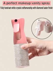 1pc 200ml ABS Continuous Fine Mist Spray Bottle, Cylindrical Design With Rhinestone Surface, Multipurpose Spray Bottle For Hair Care, Beauty Routine, Cleaning, Plants & Home Use