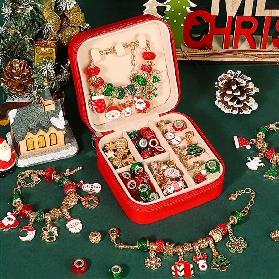 Christmas Beaded Bracelet DIY Accessory Box, Jewelry Box For Necklace Pendant Ring, Suitable As Gift For Women And Children