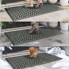1件装 - 前门地垫，室外入口橡胶材质，迎宾地垫，加厚防滑，防水防尘，全天候适用于庭院入口、排水、节日装饰、房间入口装饰、浴室厨房装饰、厨房地毯 - 灰色 - 查看 10