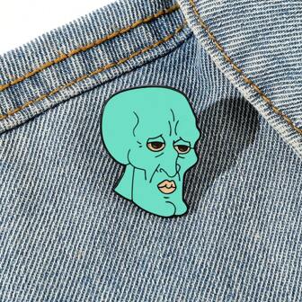 SPONGEBOB 海绵宝宝1件个性卡通胸针创意健美章鱼哥昆西触手珐琅别针背包服装首饰金属徽章配饰礼品