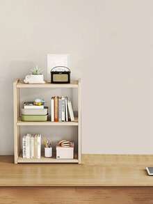 三层实木多功能桌面收纳架 - 现代简约三层开放式书架，适用于办公室、卧室和客厅 - 易于组装，节省空间，可用作书架装饰、家居收纳、现代家具、结构坚固、小型展示架、设计简约、色调自然，是爱书人士的必备之选，实用收纳架 - 原木色 - 查看 7