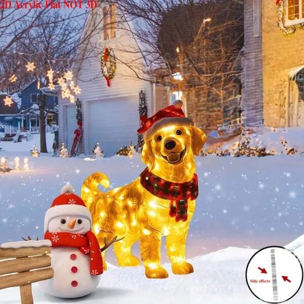 2D Acrylic Lovely Dog Garden - Perfect For Christmas Outdoor Decor, No Power Needed