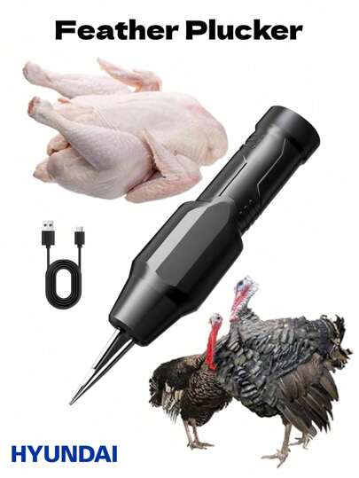 HYUNDAI Handheld Poultry Plucker, Portable Feather Remover For Chicken, Duck, Goose, Turkey, Heavy Duty Stainless Steel Automatic Depilator