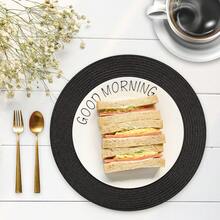 6 Pack Round PP Placemats And Coasters Set - 13.2 Inch Waterproof Non-Slip Table Mats For Dining Decor, Dishwasher Kitchen Tableware - Black - View 3