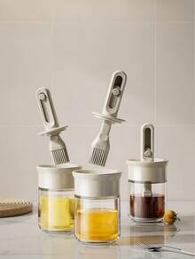 1 Piece Of Mogen Brush Oil Bottle - Leak-Proof And Drip-Proof Design, Easy To Clean, Retractable Direct-Touch Low Bottle, High Temperature Resistant, Suitable For Oil Bottles, Seasoning Bottles, Salad Seasoning, Suitable For Cooking, Barbecue, Grilling, Bread, Omelette, Baking Accessories, Suitable For Home, Kitchen, Outdoor Picnic, Camping, Travel And Restaurant Use, Kitchen Oil Dispenser