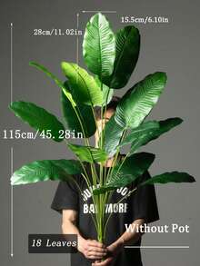 1pc 115cm Large Artificial Plants Bird Of Paradise Tree Tropical Fake Banana Leaves Big Size Plants Leaves Plastic Palm Plants Real Touch Tree Foliage For Home Garden Decoration Without Pot - Multicolor - View 9