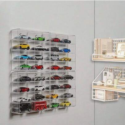 1PC, Acrylic Display Cabinet, 8-Slot Hot Wheel Display Cabinet, Small Toy Car Storage Box, Office Parking Storage Box, Used For Home Decoration