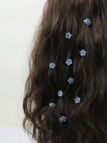 10pcs Crystal Flower Hair Clips, Summer Beach Braid Hair Accessories For Women Claw Clips Hair Claws Hair Barrettes, School Stuff - trắng - Xem 5