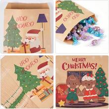 10pcs Christmas Candy Paper Bags, Christmas Tree & Santa Claus Kraft Paper Bags, Holiday Party Snack Gift Packaging Bags Christmas Christmas Decorations Christmas Pajamas Christmas Gifts Christmas Decor