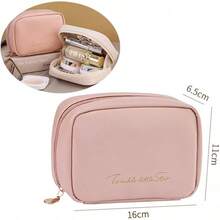 Bolsa de Maquillaje de Viaje para Mujer, Estuches de Viaje para Maquillaje, Bolsa de Cosméticos con Compartimentos - Cc-Rosa - Ver 2