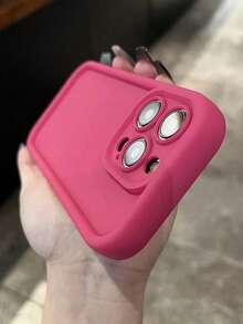 Minimalist Thick Anti-Drop Fuchsia Pink Phone Case Compatible With IPhone 16 Pro Max/16/16 Pro/16 Plus/16E/15/15 Plus/15 Pro/15 Pro Max/11/12/13/14 Pro Max/XS/XR/11 Pro/11 Pro Max/12 Pro/12 Pro Max/13 Pro/13 Pro Max/7 Plus/14 Pro/14 Pro Max/14 Plus/7 Plus/8 Plus/8/SE2/13 Mini/12 Mini Soft Waterproof Shockproof Scratch Resistant - Hot Pink - View 6