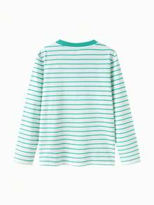 Balabala 2025 Spring New Children Long Sleeve T-Shirt, Casual Style For Boys And Girls - White Green Tone - View 2
