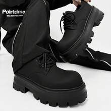 Thick Sole Versatile Height Increasing Derby Shoes  Niche Men's Shoes - 黑色 - 查看 3