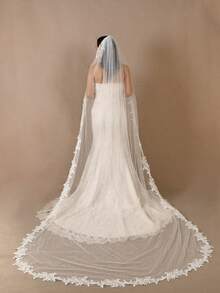 1 pièce Voile de mariée avec bordure en dentelle romantique et décoration de faux perles, disponible en plusieurs longueurs, comprend un peigne à cheveux, convient pour la demande en mariage, les fiançailles, le mariage et la cérémonie civile. Vêtements d'automne pour femmes - V82 - Voir 18