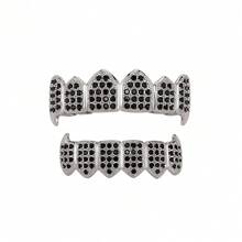 1 Set Six Tooth  Braces With Hip-Hop Style Full  Rap Personalized Fashion Halloween Teeth Decoration Sharp Teeth - màu đen - Xem 12