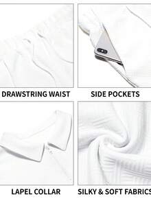 Runcati Mens 2 Piece Polo Shirt And Shorts Sets Outfits Fashion Summer Tracksuits Casual Short Sleeve Set - 白色 - 查看 4