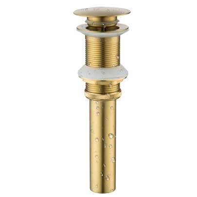 Brushed Gold Brass Sink Plug - Click Clack Sprung Waste Stopper For Basins | No Overflow & Unslotted Design | Premium Bathroom Drain Stopper In Luxe Gold Finish