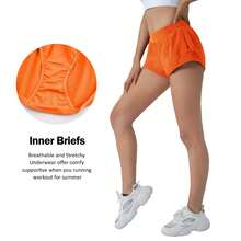 Women's 2.5" Low-Rise Running Shorts - Built-In Liner, Lightweight & Quick Dry With Mesh Pocket - 橘色 - 查看 6