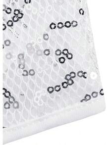 Men's Fishnet Mesh Tee Shirt Round Neck Short Sleeve Crop Top - Pure White - View 9
