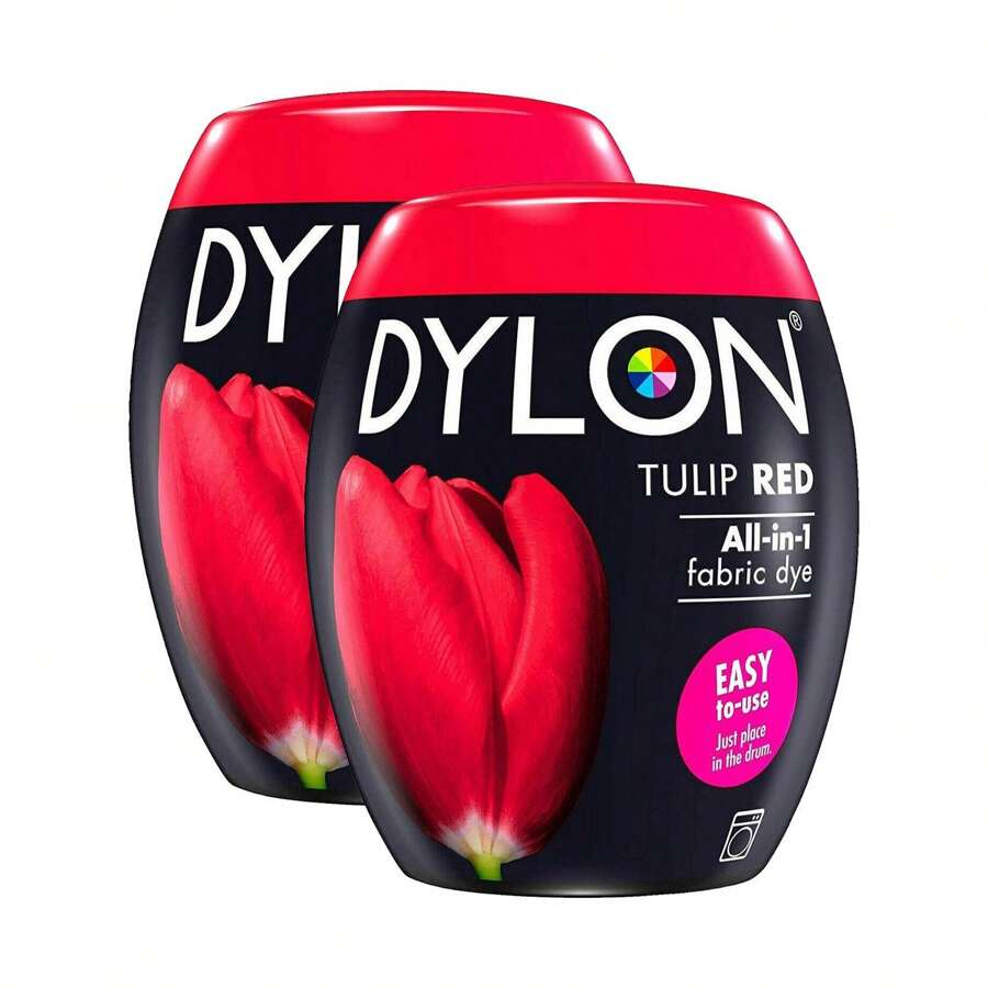 Dylon Washing Machine Fabric Dye Pods 2 Pack 350g Each For Clothes, Home Textiles And Soft Furnishings, Convenient Solution For Colouring And Reviving Fabrics At Home - Tulip Red - View 1