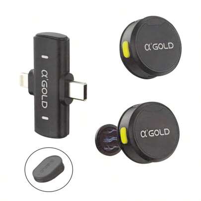 Microfone De Lapela Profissional Sem Fio 2 EM 1 Magnético Para Tipo-C E Lightning MCF-38D