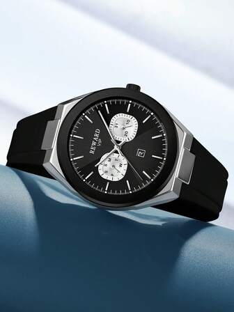  REWARD 男士石英表硅胶表带商务时尚计时日历夜光指针多功能男士腕表高品质礼物经典设计表带