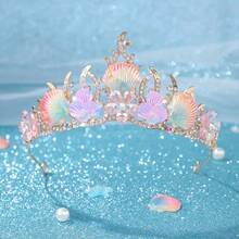 1件海洋风手工皇冠，饰有海星、美人鱼尾巴和贝壳，成人派对/生日/婚礼新娘头饰情人节配饰 - 彩色 - 查看 9