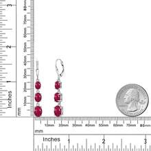 Gem Stone King 3-Stone Leverback Drop Dangle Earrings Women |   925 Sterling Silver |   Gemstone Birthstone |   Oval 8X6MM 7X5MM And 6X4MM |   Fine Jewelry Gifts Her Mom Women Wife - 紅寶石,七月 - 查看 6