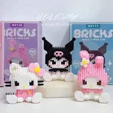 400 块 Sanrio Hello Kitty、My Melody、Cinnamoroll、Pompompurin、Black Cat 卡通人物积木 - 收藏品，完美的生日礼物 - 室内装饰，可爱卡通积木拼图玩具，动漫人物积木礼物 - 彩色 - 查看 2