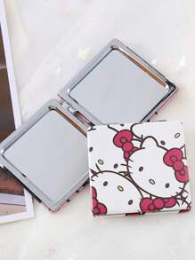 1pc Foldable Makeup Mirror, Portable Handheld Cartoon Square Compact Mirror, Cute Gift - Multicolor - View 14