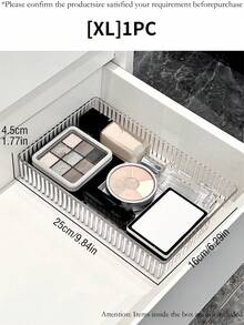 4 pezzi/2 pezzi/1 pezzo Scatola organizzatrice per il trucco da scrivania, scatola portaoggetti in materiale PET trasparente spesso, design a righe verticali elegante, minimalista e alla moda, impilabile per pennelli trucco, prodotti per la cura della pelle, rossetti, profumi, multifunzionale per cancelleria, accessori, gioielli