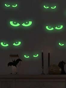 16 Peças Grandes Olhos Brilhantes - Adesivos Gigantes de Janela para Halloween | 8 Pares Removíveis para Vidro e Paredes | Conjunto de Presente Assustador, Decoração de Casa Assombrada em Decoração de Quarto Escuro, Decoração de Cozinha, Adesivo de Parede, Decoração de Parede