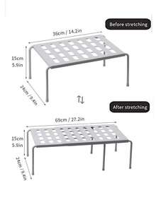 Expandable Shoe Rack, Multi-Functional Space-Saving Shoe Organizer Shelf, Wardrobe Partition Organizer Rack, Double-Deck Desktop Storage Rack, Kitchen Bowl Dish Cup Cutlery Draining Rack - Multicolor - View 6