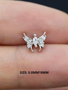 2 Stücke/Set hypoallergene Titan-Stahl Ohrringe, 5A Zirkonia funkelnde Schmetterling Ohrstecker, blaue Blumen flache Knorpel-Ohrringe, blaue Zirkonia Herz-Blumen Creolen, Nasenring, hochwertiger Ohrschmuck für Piercings