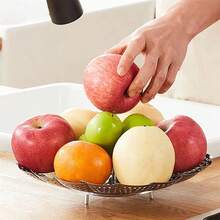 3PCS Tray Mesh Cook Stainless Steel Mesh Folding Steamer Steam Vegetable Basket - Silver - View 3