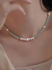 1 chiếc vòng cổ choker đính hạt nhiều màu cổ điển tối giản, thích hợp cho các bữa tiệc và trang phục hàng ngày của phụ nữ - Nhiều màu - Xem 3