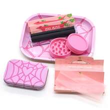 1 Set Elegant Smoking Accessories Kit, Includes Tray, Tobacco Box, Plastic Grinder, 110mm Rolling Machine, 3 Packs King Size Rolling Papers, Complete Set, Simple & Convenient, Suitable For Gatherings, Home, Christmas Gift - Multicolor - View 10