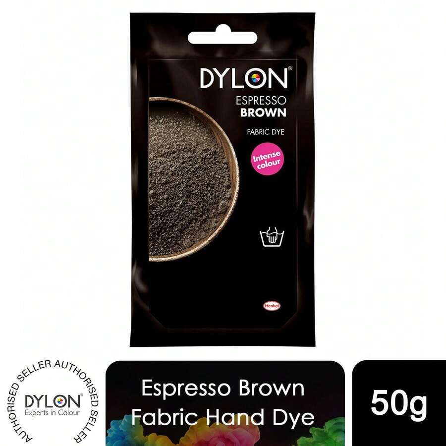Dylon Hand Fabric Dye Sachets 1 Pack 50g Each For Clothes, Home Textiles, Soft Furnishings, Easy To Use For Customising And Refreshing Fabrics At Home - Espresso Brown - View 1
