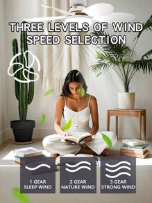 20.5英寸大型吊扇灯，带遥控器，40瓦灯座，E26/E27灯头，3档风速调节，色温3000K-6500K可调，灯座延长杆，适用于浴室、厨房和小房间 - 均碼 - 查看 8