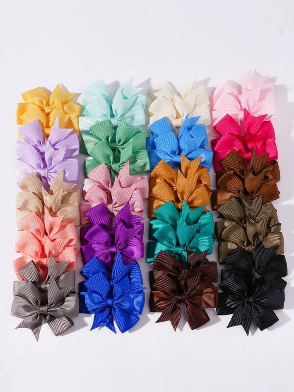 40pcs Morandi Color Bowknot Hair Clips, Simple Travel Style Hair Accessories Set For Girls, Random Color