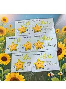 1/5/10pcs Cute Pink Resin Star 'You Are A Star' Card With Resin Star Statue - Perfect Charm For Family And Friends, Ideal Teacher'S Day, Thanksgiving, And Good Luck Gifts, Good Luck Charm | Whimsical Star Design | Resin Crafted Star, Star Stardust - Multicolor - View 4