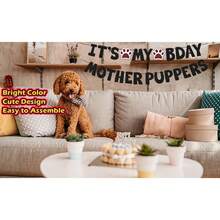 狗狗生日派对套装-爪印横幅，宠物狗主题生日派对装饰狗狗生日拉旗狗爪拉旗横幅